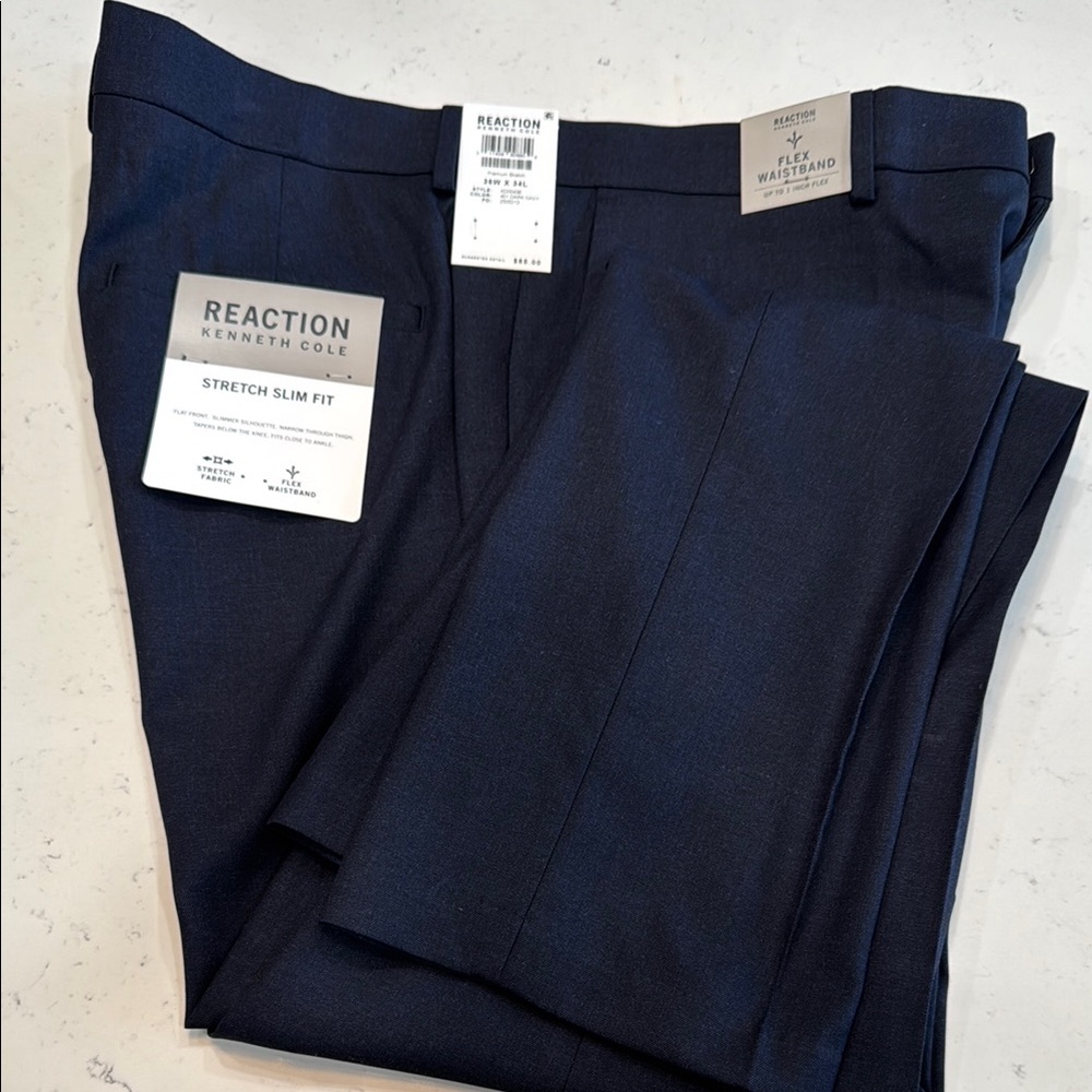 Kenneth Cole Reaction Navy Stretch Slim Fit Pants
